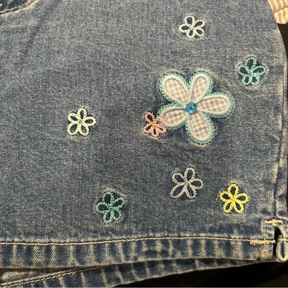 Gap Y2K Embellished Denim Shorts | Size 12 Slim | Floral Rhinestone Colorblock